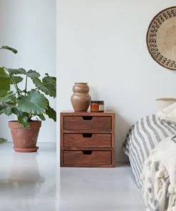 Tikamoon Chevet En Palissandre Massif 3 Tiroirs