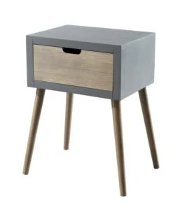 MACABANE Chevet En Pin Gris 1 Tiroir Beige
