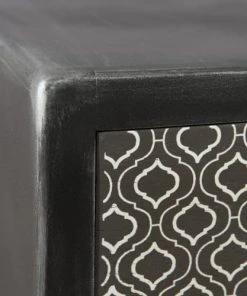MACABANE Chevet En Pin Noir 1 Tiroir Motifs Noirs Et Blancs -Boutique Maisons du Monde chevet en pin noir 1 tiroir motifs noirs et blancs 2