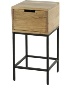 Vivabita Chevet Industriel En Bois D'acacia Massif Et Métal