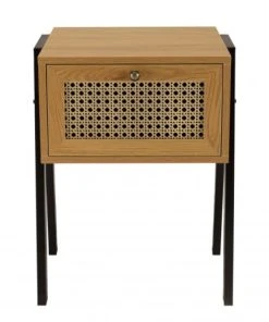 MACABANE Chevet Marron 1 Tiroir Effet Cannage Pieds Inclinés Métal Noir -Boutique Maisons du Monde chevet marron 1 tiroir effet cannage pieds inclines metal noir 3