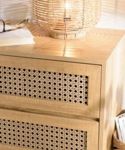 MACABANE Chevet Marron 2 Tiroirs Effet Cannage Pieds Métal Noir -Boutique Maisons du Monde chevet marron 2 tiroirs effet cannage pieds metal noir 4