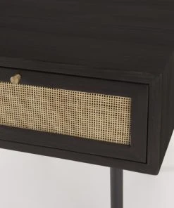 MACABANE Chevet Noir 1 Tiroir Cannage -Boutique Maisons du Monde chevet noir 1 tiroir cannage 3