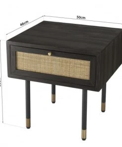 MACABANE Chevet Noir 1 Tiroir Cannage -Boutique Maisons du Monde chevet noir 1 tiroir cannage 5