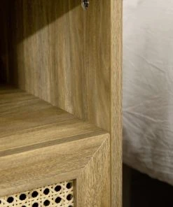 HOMCOM Chevet Style Bohème - Tiroir, Niche - Aspect Bois Manguier Rotin -Boutique Maisons du Monde chevet style boheme tiroir niche aspect bois manguier rotin 5