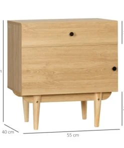 HOMCOM Chevet Vintage - Porte, Tiroir - Bois De Pin Aspect Bois De Teck -Boutique Maisons du Monde chevet vintage porte tiroir bois de pin aspect bois de teck 2
