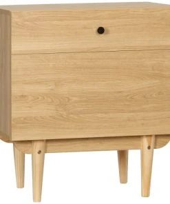 HOMCOM Chevet Vintage - Porte, Tiroir - Bois De Pin Aspect Bois De Teck