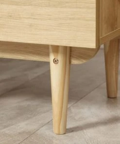 HOMCOM Chevet Vintage - Porte, Tiroir - Bois De Pin Aspect Bois De Teck -Boutique Maisons du Monde chevet vintage porte tiroir bois de pin aspect bois de teck 4