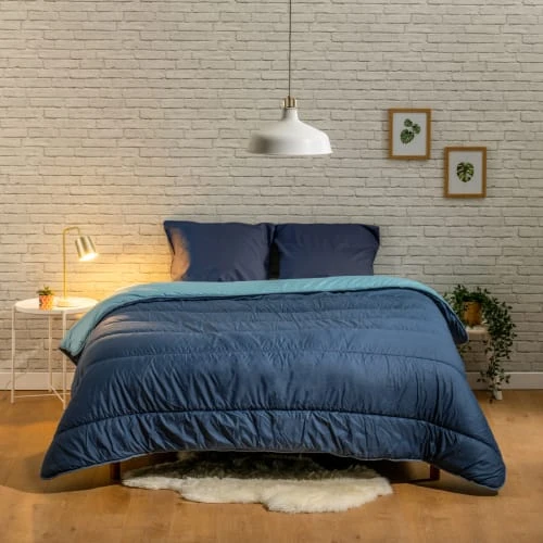 BLEU CALIN Couette Bicolore Imprimée Chaude 400g/m2 220x240cm 4 BLEU CALIN Couette Bicolore Imprimée Chaude 400g/m2 220x240cm – Image 2