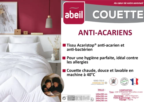 Abeil Couette Chaude Anti-acariens 220 X 240 Cm Polyester Blanc 6 Abeil Couette Chaude Anti-acariens 220 X 240 Cm Polyester Blanc – Image 4