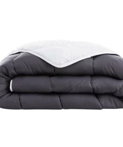 Abeil Couette Tempérée 140 X 200 Cm Polyester Bicolore Gris Et Blanc