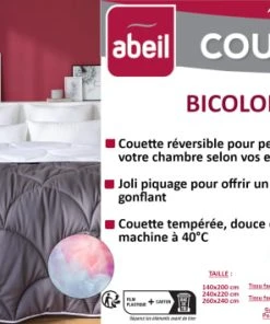 Abeil Couette Tempérée 140 X 200 Cm Polyester Bicolore Gris Et Blanc -Boutique Maisons du Monde couette temperee 140 x 200 cm polyester bicolore gris et blanc 3