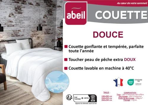 Abeil Couette Tempérée 240 X 260 Cm Polyester Blanc 6 Abeil Couette Tempérée 240 X 260 Cm Polyester Blanc – Image 4