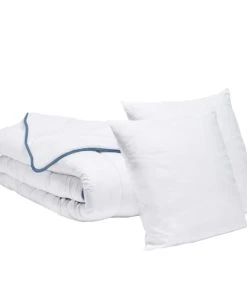 BLEU CALIN Ensemble Couette Tempérée 220x240cm + 2 Oreillers 60x60cm