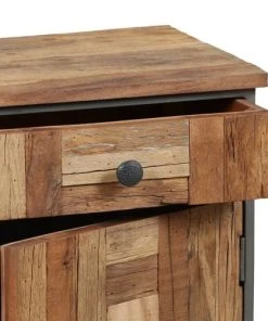 Altobuy LEONARD - Table De Chevet En Bois Massif Et Métal Gris -Boutique Maisons du Monde leonard table de chevet en bois massif et metal gris 2