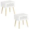 TOILINUX Lot De 2 Tables De Chevet Avec 1 Tiroir En Bambou Et Mdf Blanc -Boutique Maisons du Monde lot de 2 tables de chevet avec 1 tiroir en bambou et mdf blanc