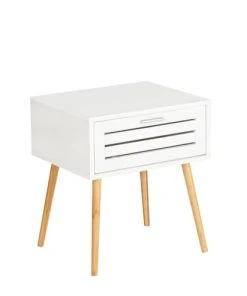 TOILINUX Lot De 2 Tables De Chevet Avec 1 Tiroir En Bambou Et Mdf Blanc -Boutique Maisons du Monde lot de 2 tables de chevet avec 1 tiroir en bambou et mdf blanc 3