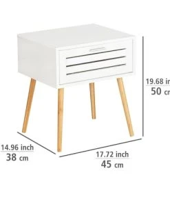 TOILINUX Lot De 2 Tables De Chevet Avec 1 Tiroir En Bambou Et Mdf Blanc -Boutique Maisons du Monde lot de 2 tables de chevet avec 1 tiroir en bambou et mdf blanc 5