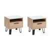 Meubletmoi Lot De 2 Tables De Chevet Décor Chêne Clair Et Gris Clair Laqué