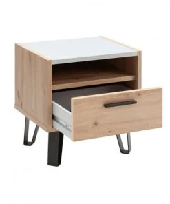 Meubletmoi Lot De 2 Tables De Chevet Décor Chêne Clair Et Gris Clair Laqué -Boutique Maisons du Monde lot de 2 tables de chevet decor chene clair et gris clair laque 3