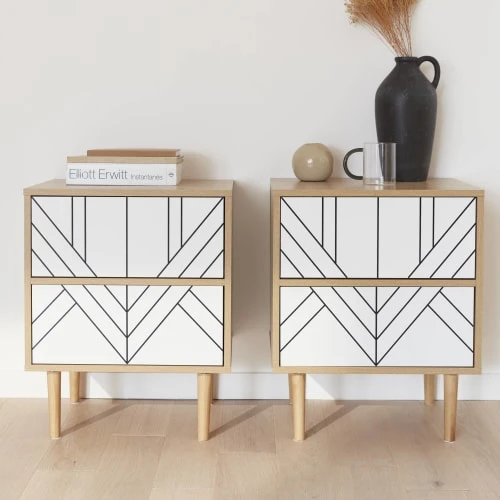 Alice's Garden Lot De 2 Tables De Chevet Décor Et Bois Blanc 4 Alice's Garden Lot De 2 Tables De Chevet Décor Et Bois Blanc – Image 2