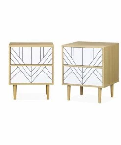 Alice's Garden Lot De 2 Tables De Chevet Décor Et Bois Blanc
