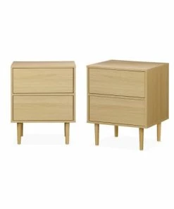 Alice's Garden Lot De 2 Tables De Chevet Décor Et Bois Naturel