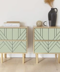 Alice's Garden Lot De 2 Tables De Chevet Décor Et Bois Vert Céladon -Boutique Maisons du Monde lot de 2 tables de chevet decor et bois vert celadon 2