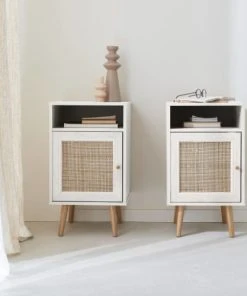 Alice's Garden Lot De 2 Tables De Chevet En Cannage, Blanc -Boutique Maisons du Monde lot de 2 tables de chevet en cannage blanc 2