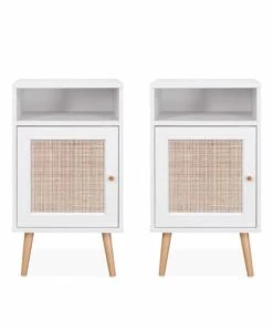 Alice's Garden Lot De 2 Tables De Chevet En Cannage, Blanc -Boutique Maisons du Monde lot de 2 tables de chevet en cannage blanc 4