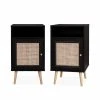 Alice's Garden Lot De 2 Tables De Chevet En Cannage Noir