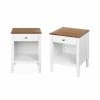 Alice's Garden Lot De 2 Tables De Chevet En Placage Frêne, Blanc Et Bois