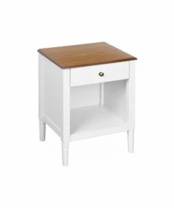Alice's Garden Lot De 2 Tables De Chevet En Placage Frêne, Blanc Et Bois -Boutique Maisons du Monde lot de 2 tables de chevet en placage frene blanc et bois 3