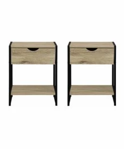 Alice's Garden Lot De 2 Tables De Chevet Industrielles Effet Bois Et Métal -Boutique Maisons du Monde lot de 2 tables de chevet industrielles effet bois et metal 4