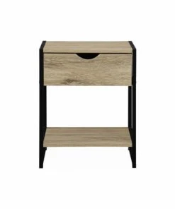 Alice's Garden Lot De 2 Tables De Chevet Industrielles Effet Bois Et Métal -Boutique Maisons du Monde lot de 2 tables de chevet industrielles effet bois et metal 5