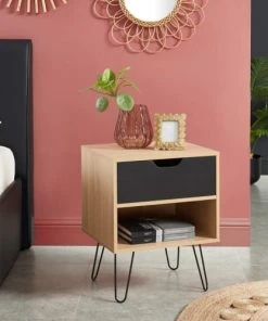 Baita Lot De 2 Tables De Chevet Noir Et Effet Chêne 1 Tiroir 8 Baita Lot De 2 Tables De Chevet Noir Et Effet Chêne 1 Tiroir -Boutique Maisons du Monde lot de 2 tables de chevet noir et effet chene 1 tiroir 1