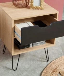 Baita Lot De 2 Tables De Chevet Noir Et Effet Chêne 1 Tiroir 9 Baita Lot De 2 Tables De Chevet Noir Et Effet Chêne 1 Tiroir -Boutique Maisons du Monde lot de 2 tables de chevet noir et effet chene 1 tiroir 2
