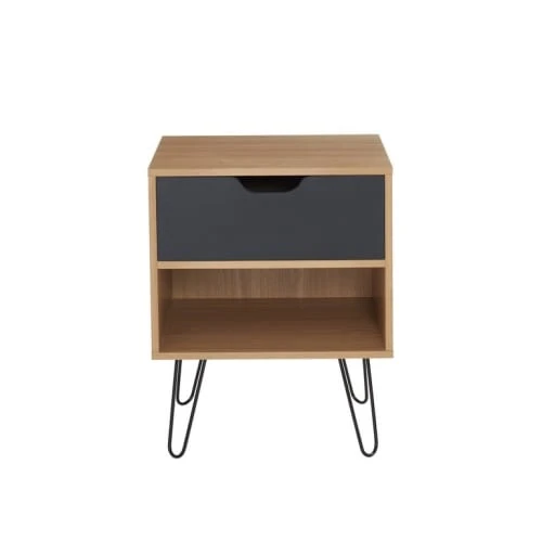 Baita Lot De 2 Tables De Chevet Noir Et Effet Chêne 1 Tiroir 6 Baita Lot De 2 Tables De Chevet Noir Et Effet Chêne 1 Tiroir – Image 4