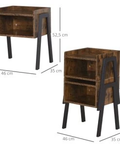 HOMCOM Lot De 2 Tables De Chevet Style Industriel -Boutique Maisons du Monde lot de 2 tables de chevet style industriel 2