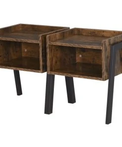 HOMCOM Lot De 2 Tables De Chevet Style Industriel