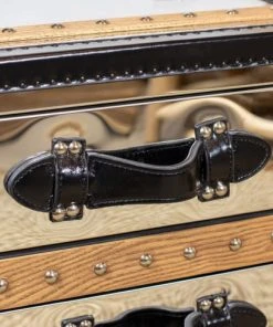 Now’s Home Meuble D'appoint 3 Tiroirs En Acier Inoxydable Et Cuir -Boutique Maisons du Monde meuble d appoint 3 tiroirs en acier inoxydable et cuir 2