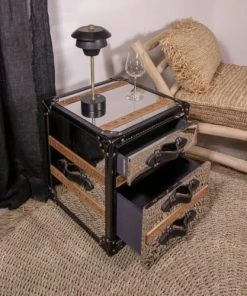 Now’s Home Meuble D'appoint 3 Tiroirs En Acier Inoxydable Et Cuir -Boutique Maisons du Monde meuble d appoint 3 tiroirs en acier inoxydable et cuir 3