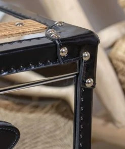 Now’s Home Meuble D'appoint 3 Tiroirs En Acier Inoxydable Et Cuir -Boutique Maisons du Monde meuble d appoint 3 tiroirs en acier inoxydable et cuir 4