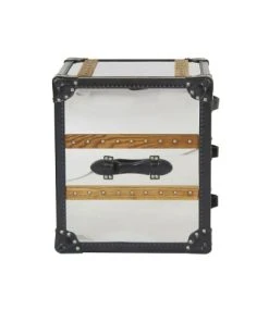 Now’s Home Meuble D'appoint 3 Tiroirs En Acier Inoxydable Et Cuir -Boutique Maisons du Monde meuble d appoint 3 tiroirs en acier inoxydable et cuir 5