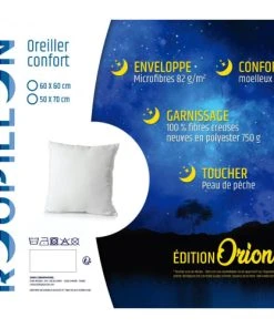 Roupillon ORION Oreiller Moelleux Microfibre - Blanc - 50x70 Cm -Boutique Maisons du Monde orion oreiller moelleux microfibre blanc 50x70 cm 1