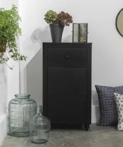 Decoclico Factory Petit Buffet En Métal 1 Porte 1 Tiroir Noir -Boutique Maisons du Monde petit buffet en metal 1 porte 1 tiroir noir 2