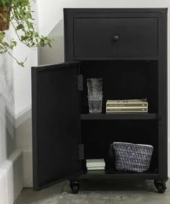 Decoclico Factory Petit Buffet En Métal 1 Porte 1 Tiroir Noir -Boutique Maisons du Monde petit buffet en metal 1 porte 1 tiroir noir 3