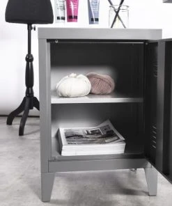 URBAN MEUBLE Petit Meuble De Rangement Style Industriel Métal Gris 40*30*57cm -Boutique Maisons du Monde petit meuble de rangement style industriel metal gris 40 30 57cm 4