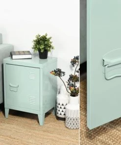 Boutique Maisons du Monde -Boutique Maisons du Monde petit meuble de rangement style industriel metal vert 40 30 57cm 1