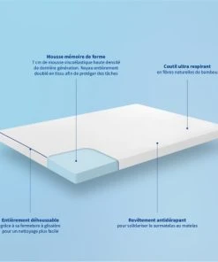 BLEU CALIN Surmatelas Mémoire De Forme 7 Cm Déhoussable Tissu Respirant 160x200cm -Boutique Maisons du Monde surmatelas memoire de forme 7 cm dehoussable tissu respirant 160x200cm 3